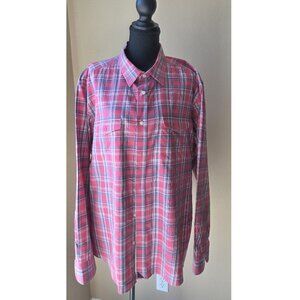 UNTUCKit Men’s Pink Plaid Button Down Shirt XXL Slim Fit Wrinkle-Free Cotton